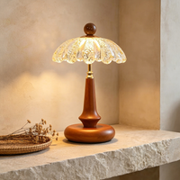 Rustic Solid Wood Table Lamp, Farmhouse Style Reading Lamp with Pull Chain, Warm Light Desk Lamp for Nightstand