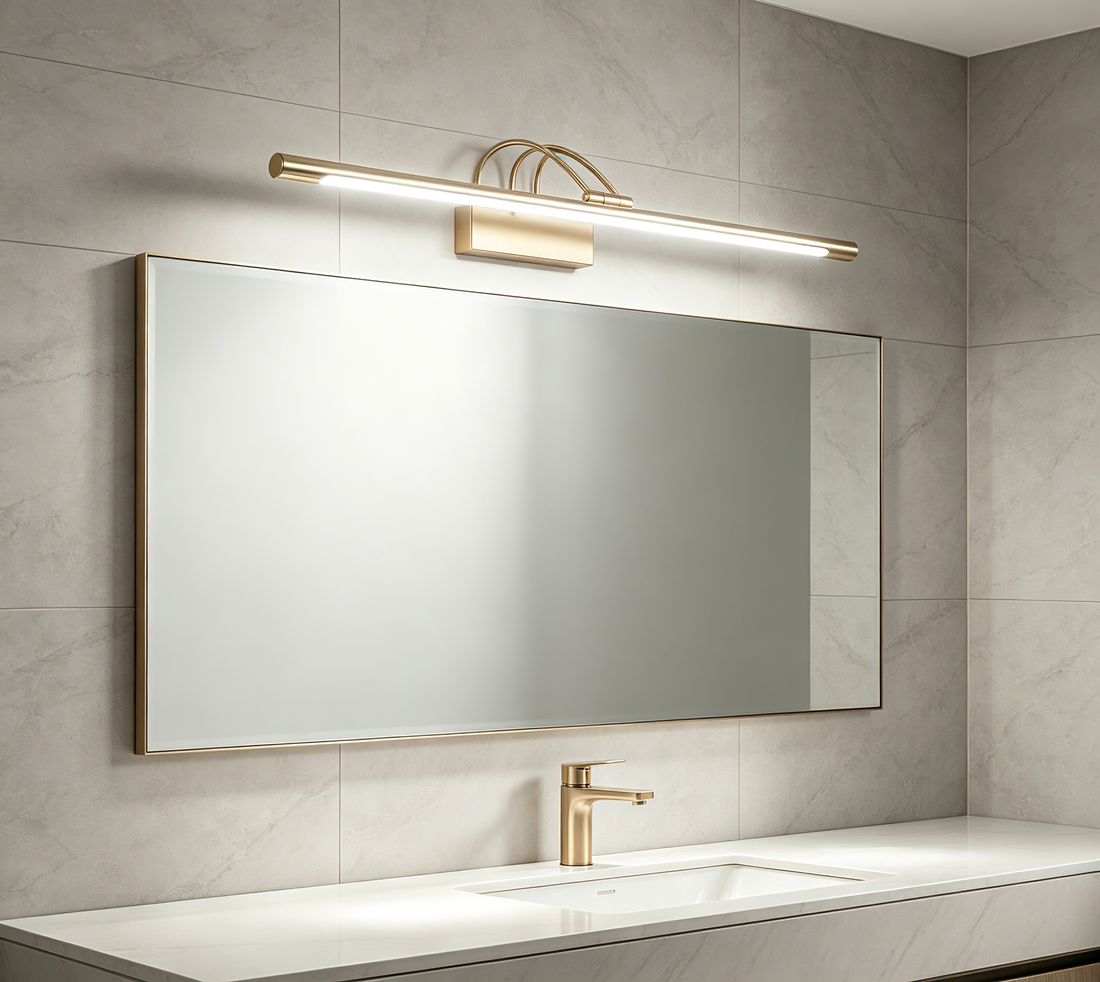Dimmable LED Bathroom Vanity Light, Bendable Double Arm Wall Mount Mirror Lamp for Make-up Mirror