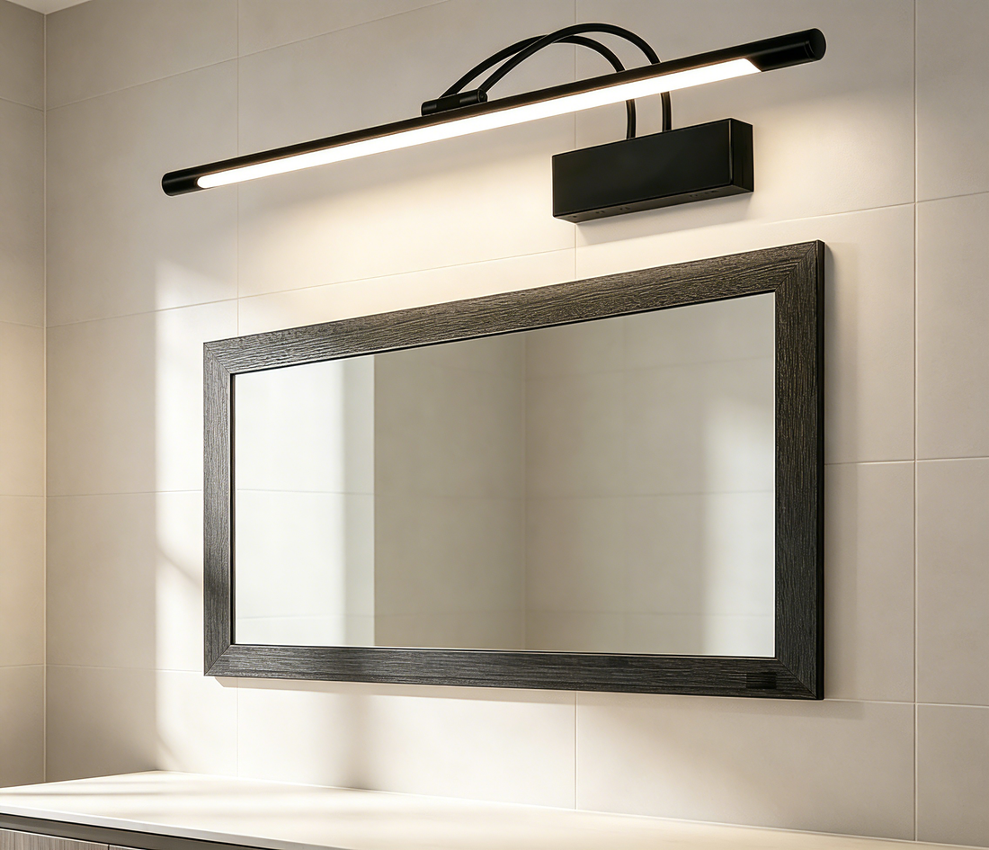 Adjustable Double Arm LED Vanity Light, Black Wall Mount Bathroom Mirror Light for Makeup Dressing Room