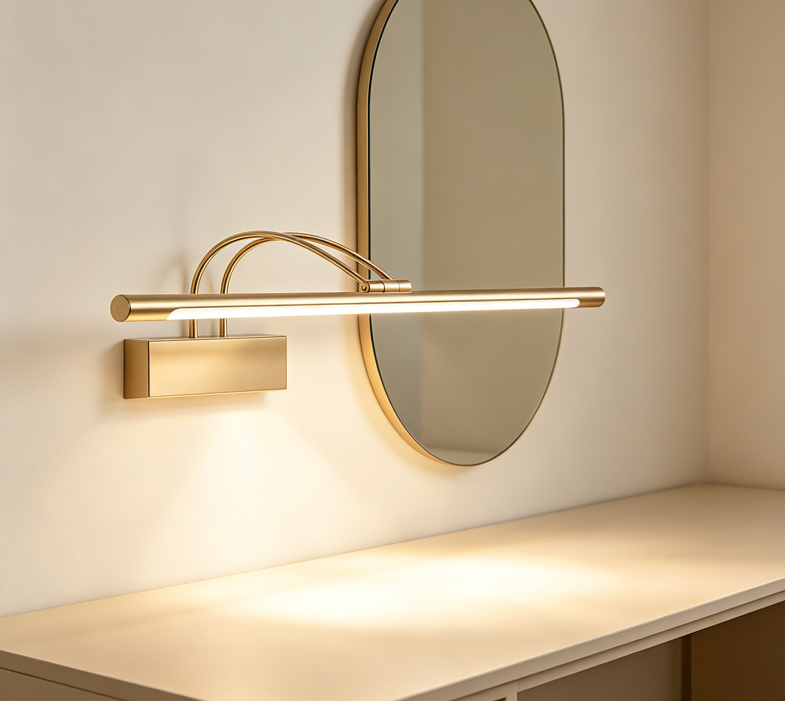 Dimmable LED Bathroom Vanity Light, Bendable Double Arm Wall Mount Mirror Lamp for Make-up Mirror
