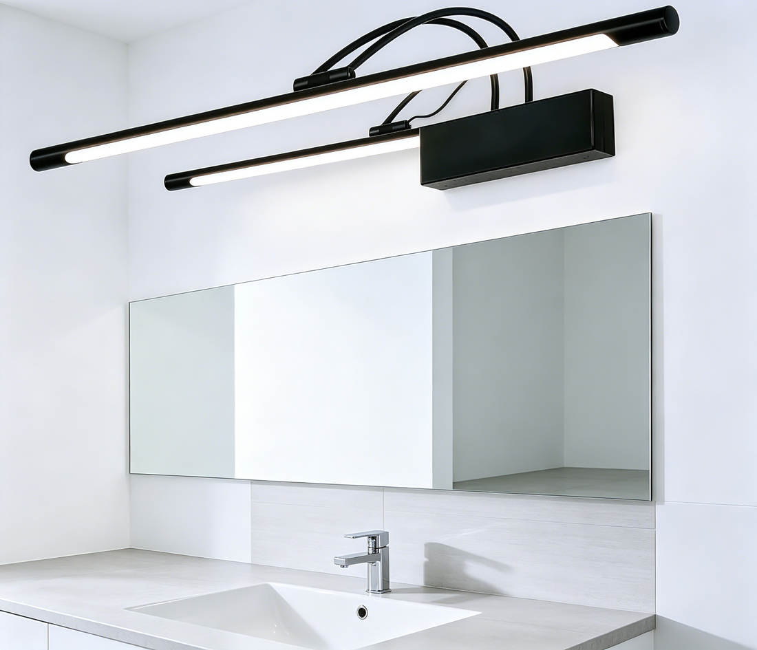 Adjustable Double Arm LED Vanity Light, Black Wall Mount Bathroom Mirror Light for Makeup Dressing Room