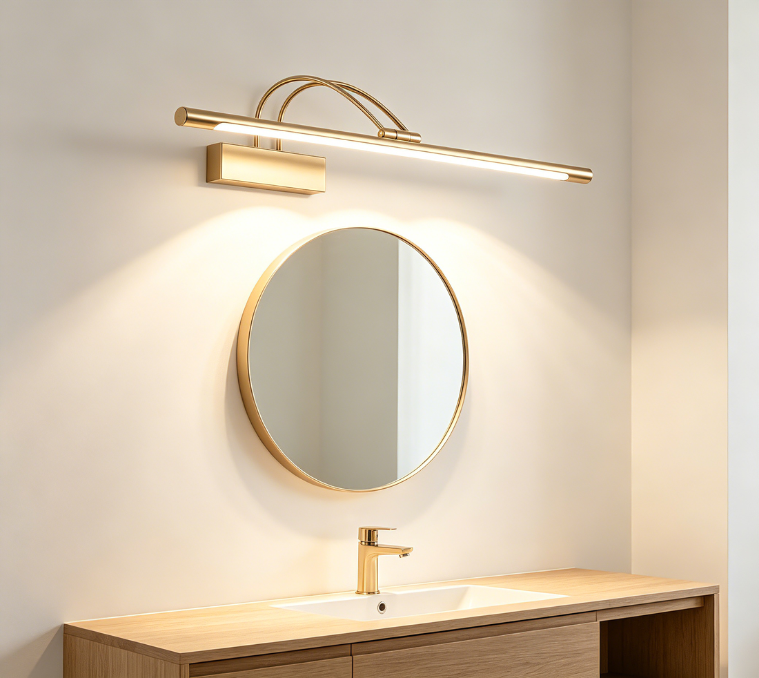 Dimmable LED Bathroom Vanity Light, Bendable Double Arm Wall Mount Mirror Lamp for Make-up Mirror