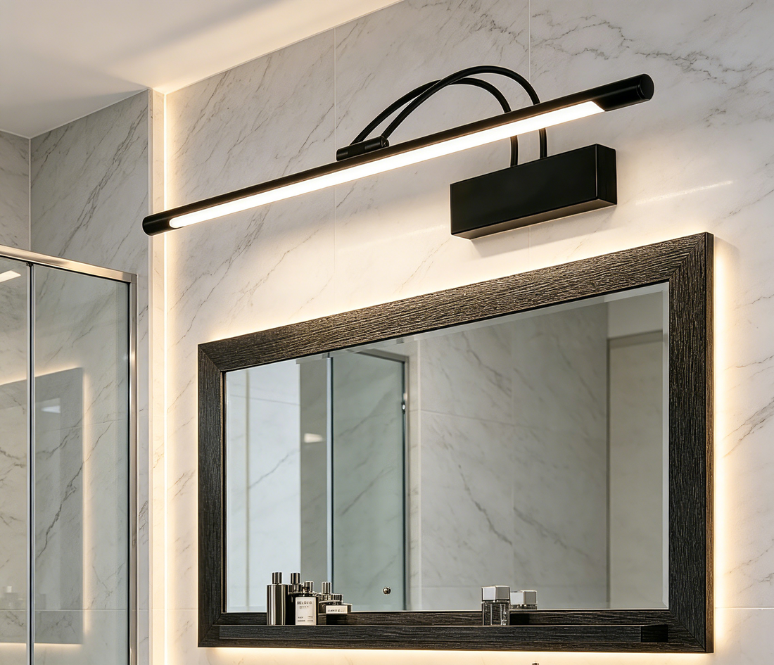 Adjustable Double Arm LED Vanity Light, Black Wall Mount Bathroom Mirror Light for Makeup Dressing Room