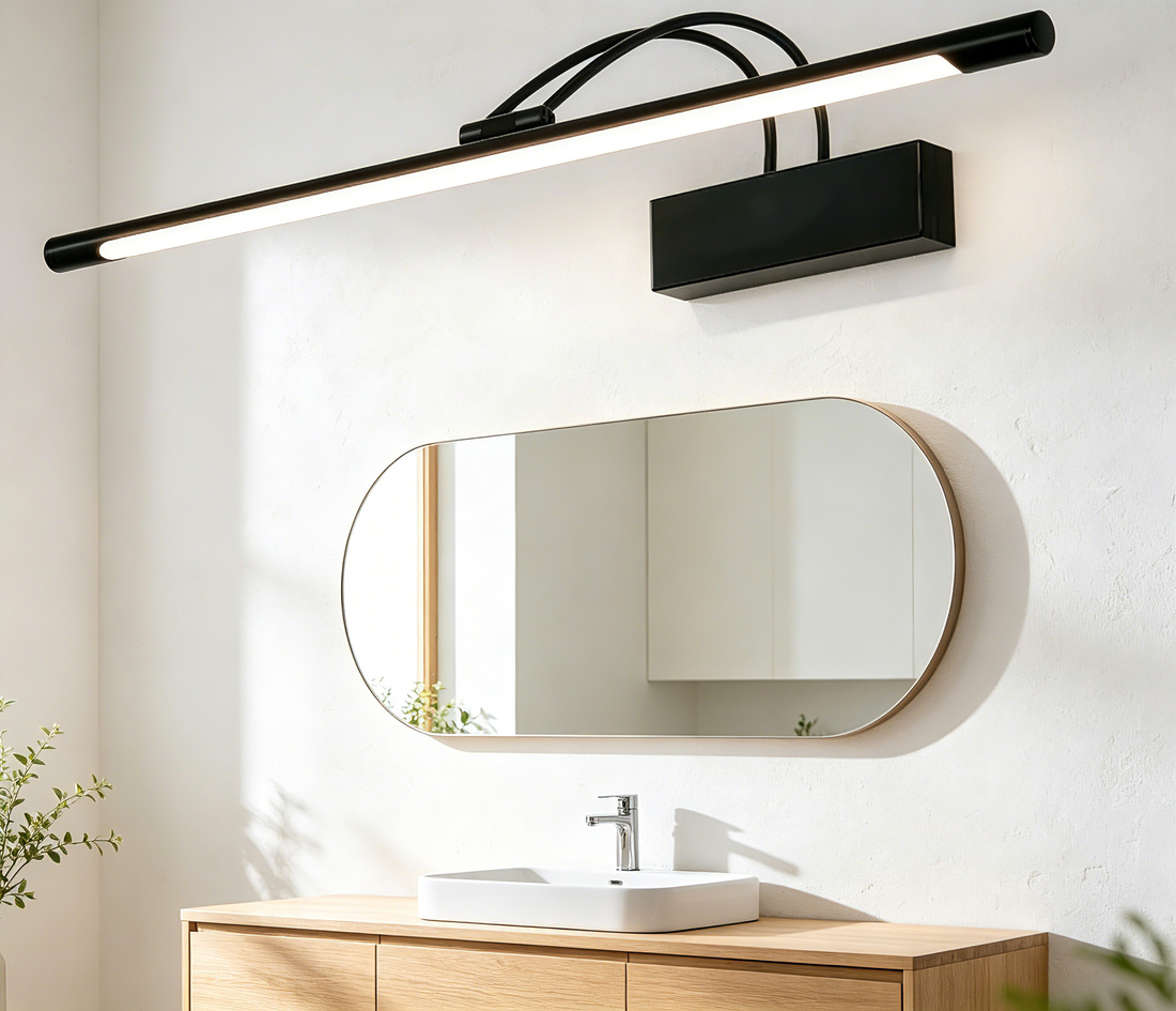Adjustable Double Arm LED Vanity Light, Black Wall Mount Bathroom Mirror Light for Makeup Dressing Room