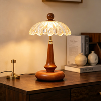 Rustic Solid Wood Table Lamp, Farmhouse Style Reading Lamp with Pull Chain, Warm Light Desk Lamp for Nightstand