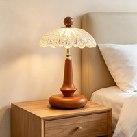 Rustic Solid Wood Table Lamp, Farmhouse Style Reading Lamp with Pull Chain, Warm Light Desk Lamp for Nightstand