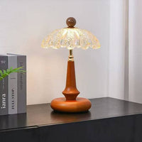 Rustic Solid Wood Table Lamp, Farmhouse Style Reading Lamp with Pull Chain, Warm Light Desk Lamp for Nightstand