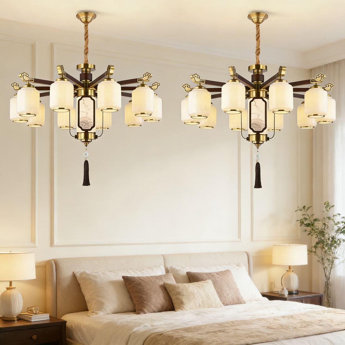 Large Round Chandelier Flush Mount Ceiling Light for Foyer Entryway