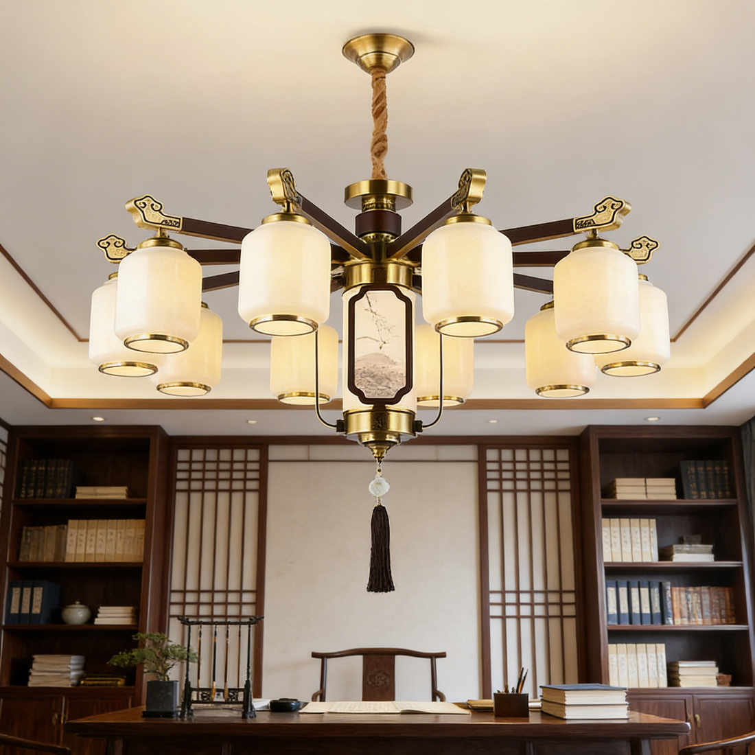 Large Round Chandelier Flush Mount Ceiling Light for Foyer Entryway